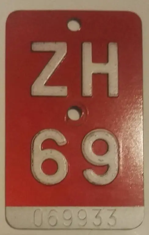 ZH 1969 Kanton Zürich Velonummer 55. Geburtstag Fahrrad Velo