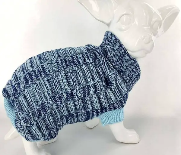  F+M Strickpulli MELANGE blau,rosa für chihuahua Gr.M