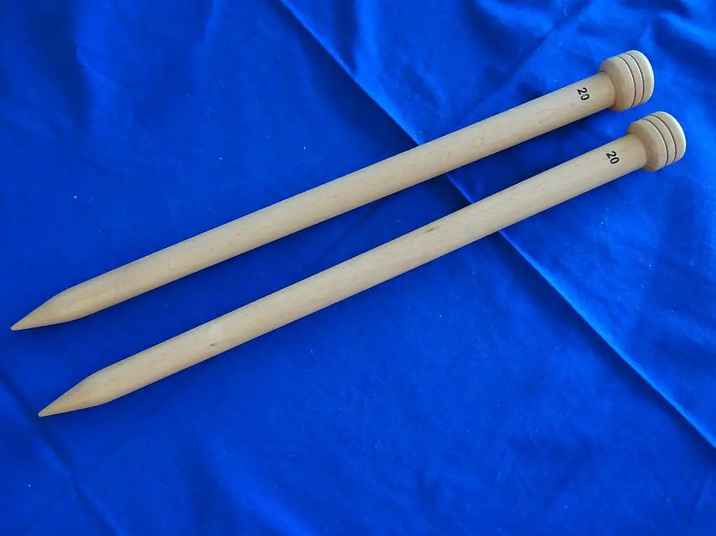 Stricknadel Nr.20 Holz 40cm lang. 2 Stück wie Foto