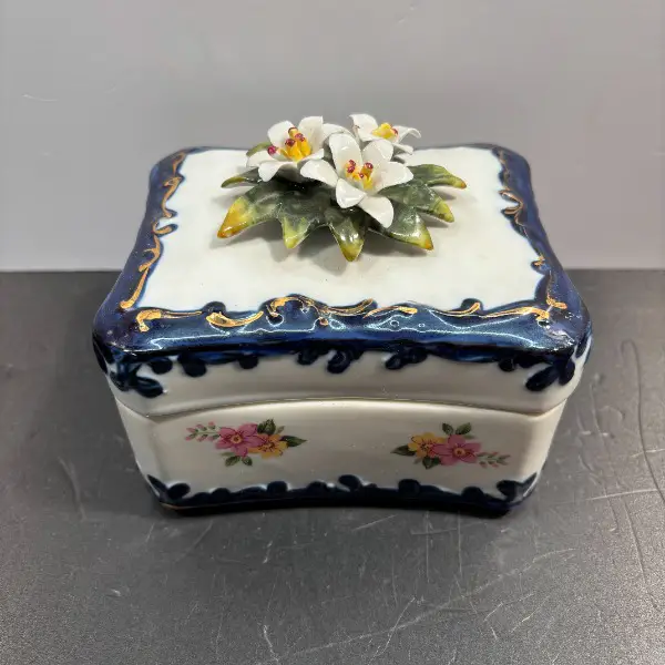 >rar: antike schatulle dose keramik porzellan italien
