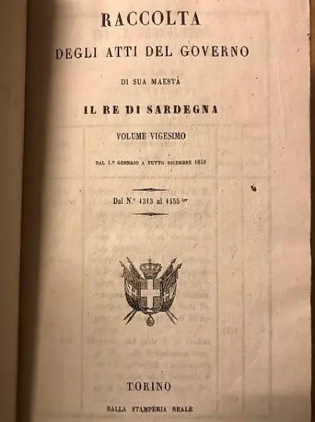 1852 Atti Governo Regno di Sardegna vol 20