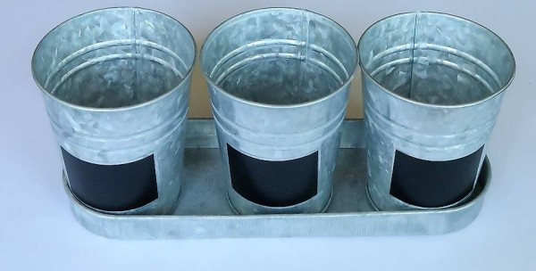 3er Set Metall Pflanztöpfe zum Beschriften