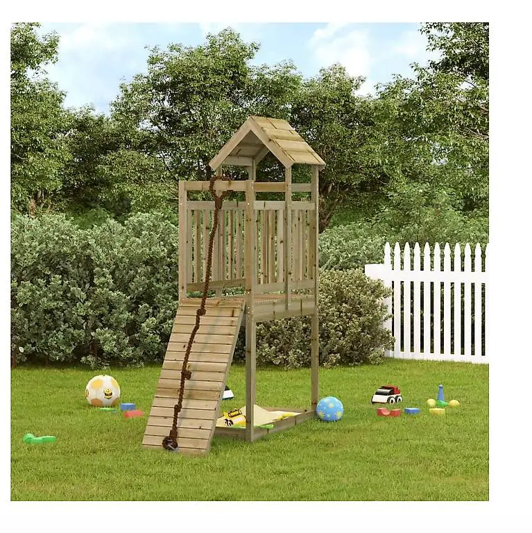 Spielturm mit Kletterwand Imprägniertes Kiefernholz