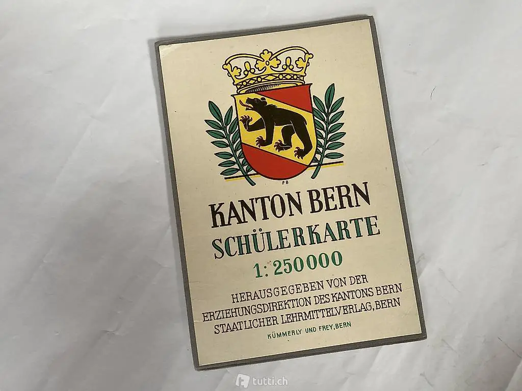 Schülerkarte Kanton Bern 1949 Kümmerly und Frey, Bern