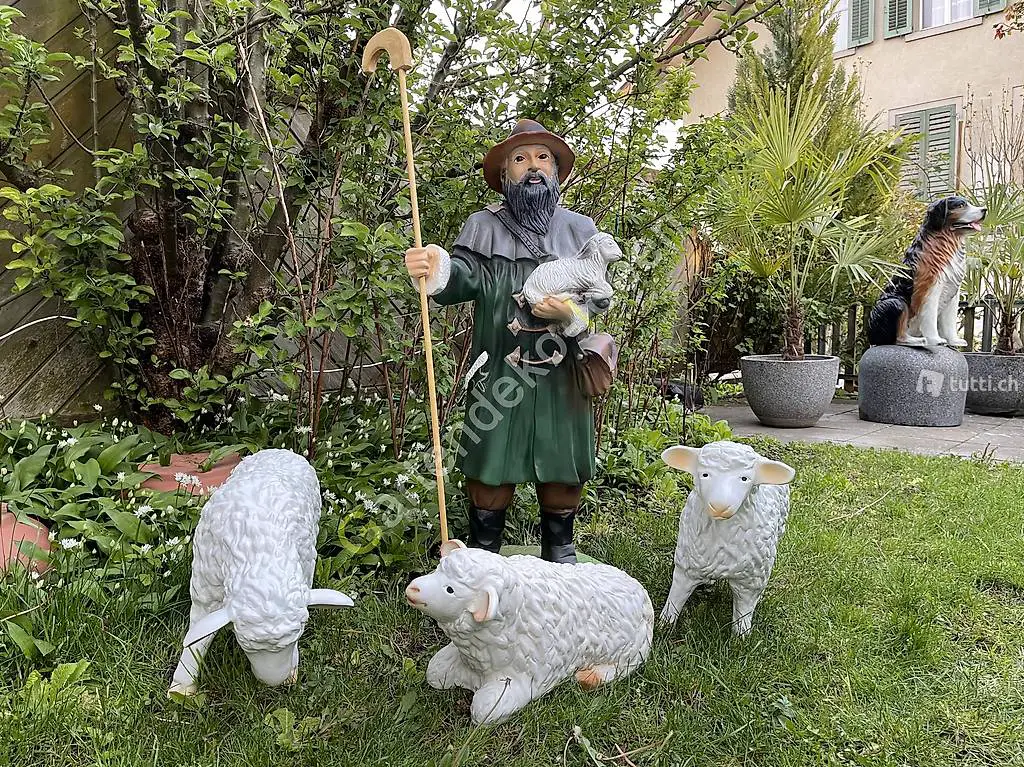  Schäfer mit Schafen Gartendekoration, Inneneinrichtung