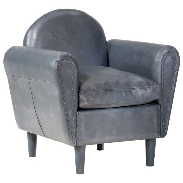  Sessel Grau 77 x 65 x 79 cm Echtleder