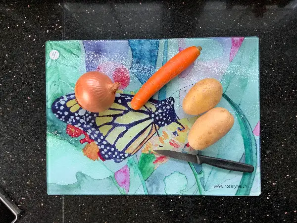 Glasschneidebrett/Rüstbrettli/Servierplatte/Geschenk