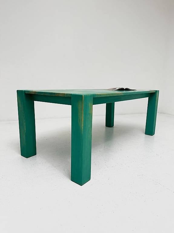 Grüner Kiefernholz Tisch im Shabby Chic-Stil