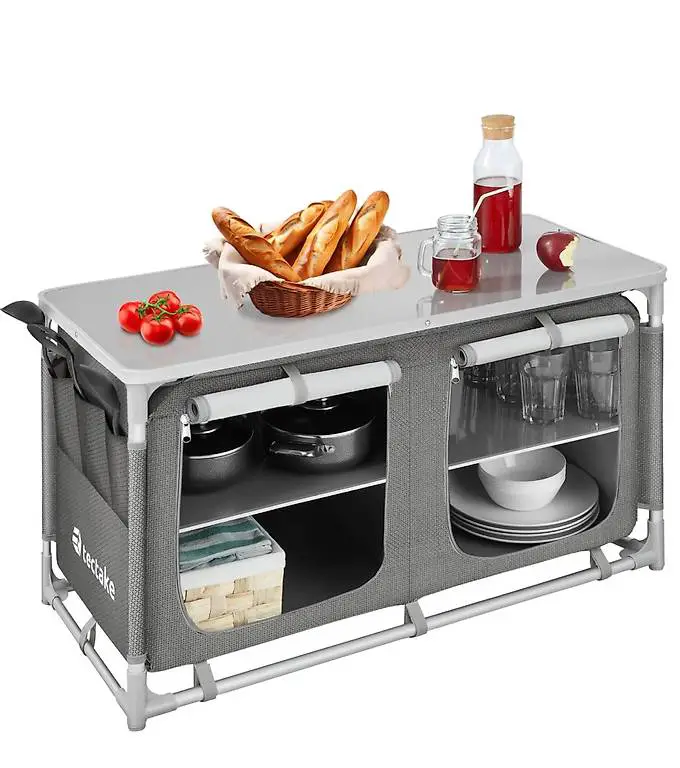 Campingschrank Komfort mit 4 Fächern grau
