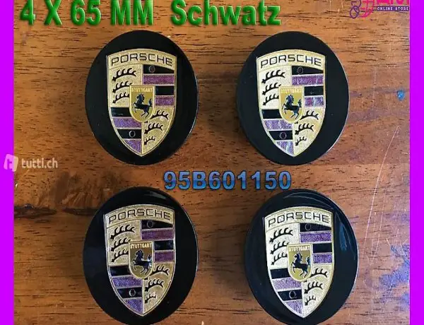  Porsche Felgendeckel 65 mm Schwatz