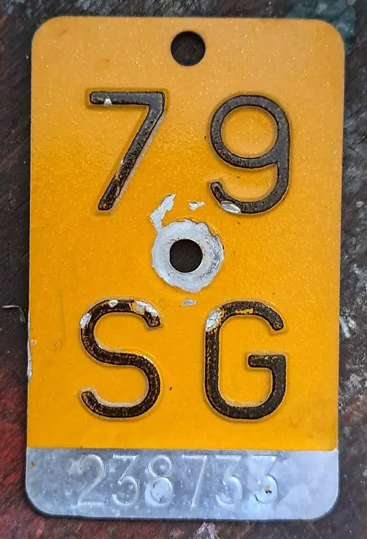 SG 1979 Kanton ST. GALLEN Mofanummer 45. Geburtstag Töffli