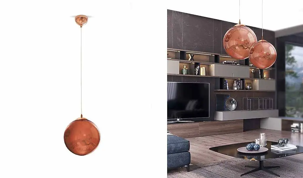 hängelampe phoenix ball kupferglas