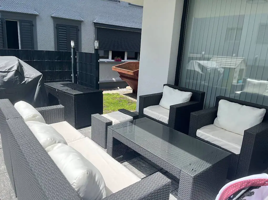 Rattanlounge MANILA schwarz/beige (gebraucht)