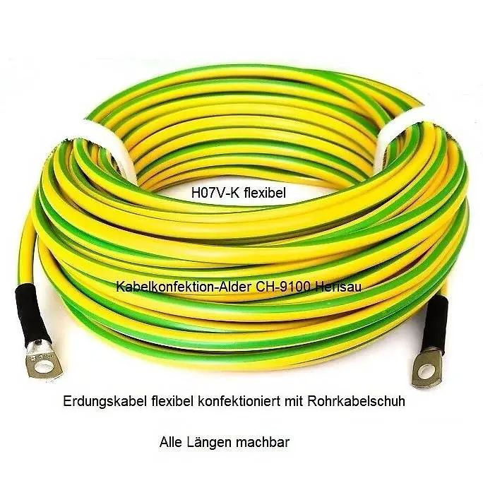 Erdungskabel flexibel 25mm2 mit Rohrkabelschuh M10 ab 7.-