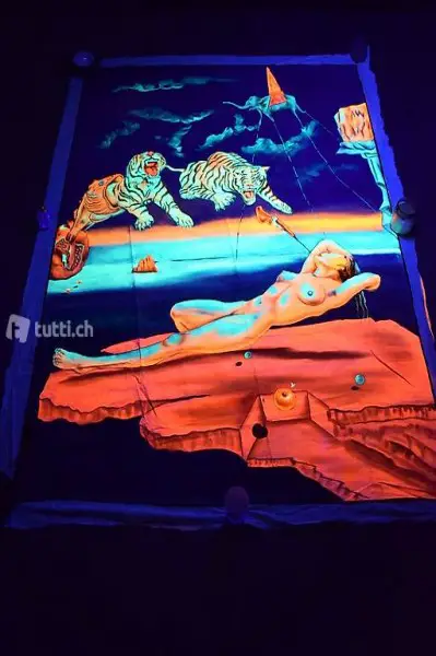 Black light - UV-Painting - Stoffbild - Seide