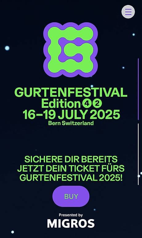 Gurtenfestival Rock the Hill Tickets MITTWOCH - SAMSTAG