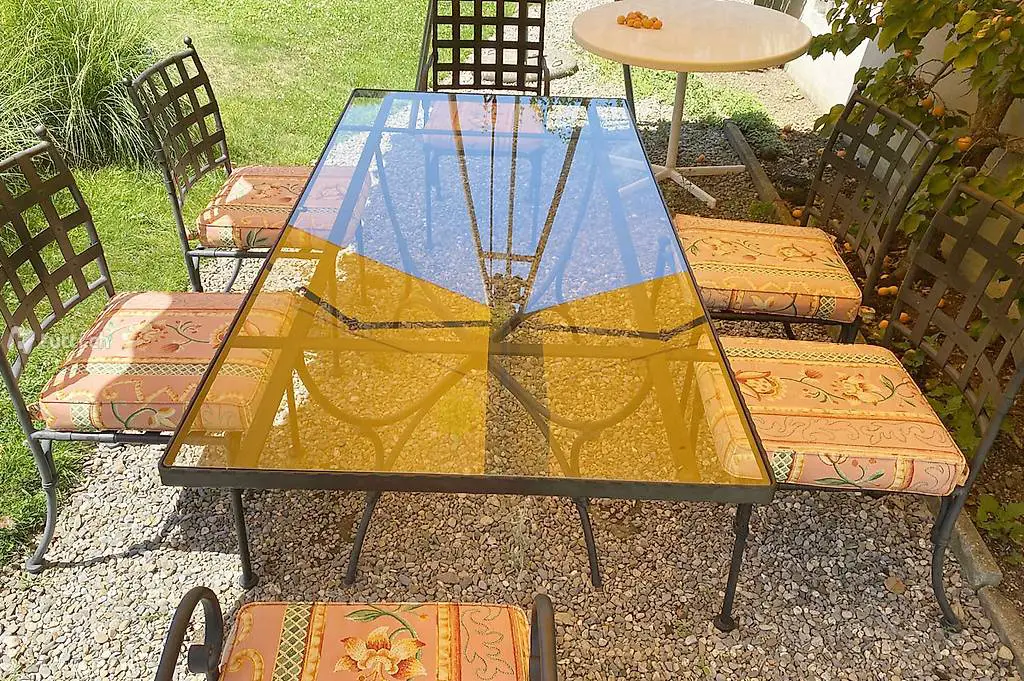  Schöner Metall Gartentisch mit 6 Stühlen