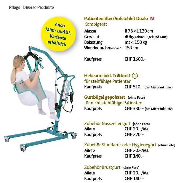 AKS Dualo Patientenlift Aufstehhilfe Heber