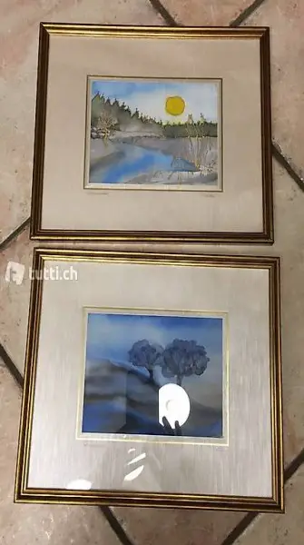 Vintage Seidenmalerei Landschaft Bild