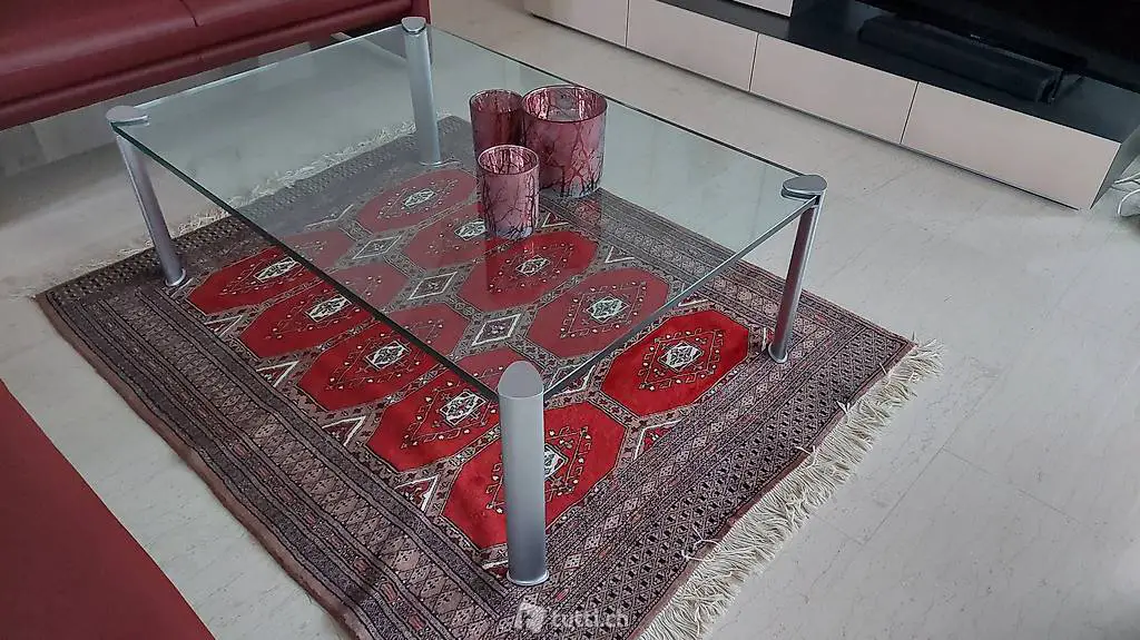 Salontisch mit Glasplatte 120x80x42x2