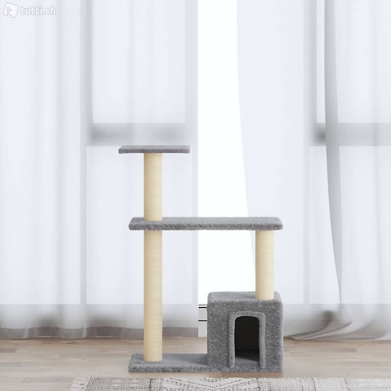  Kratzbaum mit Sisal-Kratzsäulen Hellgrau 70 cm