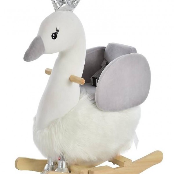  Kinder Schaukeltier Schwan mit Schwanenruf 18-36 Monate Weiss