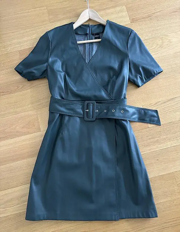 Lederimitat Kleid dunkelgrün Grösse S