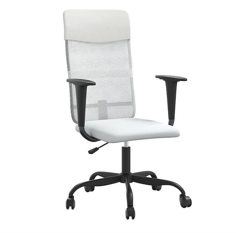 Bürostuhl Höhenverstellbar Weiss Netzstoff und Kunstleder