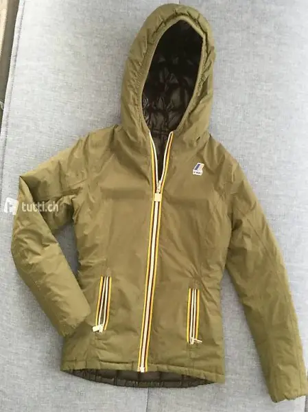K-Way reversibile verde militare/nero trapuntato tg. 12Y