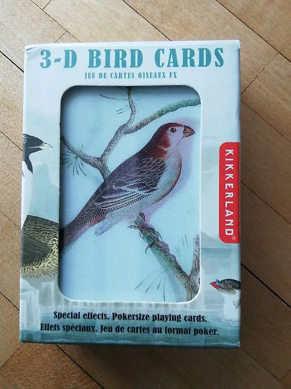 Kartenspiel mit 3D Effekt, Vögel, Skatblatt