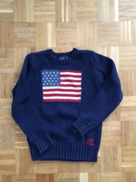 Ralph Lauren Kinds Strickpulli Flagge Gr. S 128-140 blau