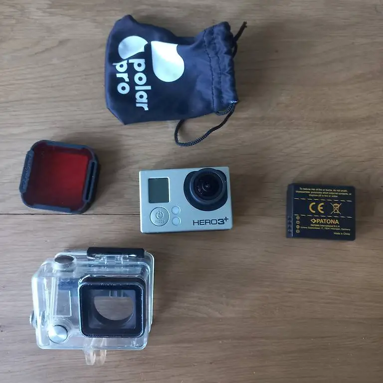 Go Pro Hero3+ mit Zusatzakku und Polar Pro sowie Case