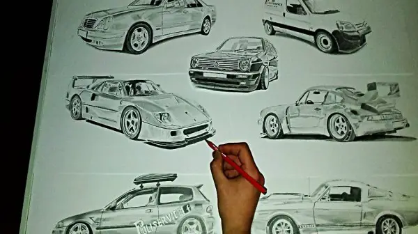 Disegni auto a matita