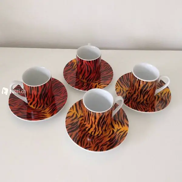 4 Espresso Tassen Tigerli Look, Mokkatassen