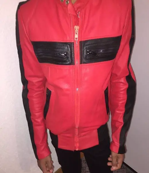 Lederjacke / Motorradjacke / Grösse 44, XS / rot und schwarz