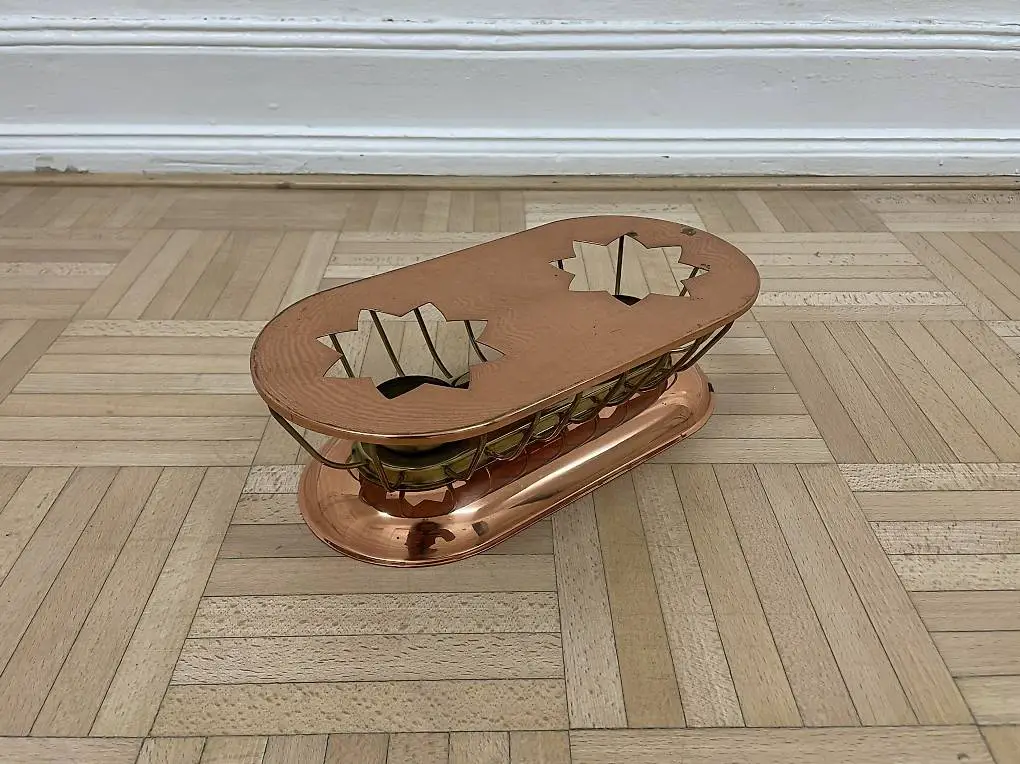 Schönes Réchaud Kupfer Messing Tellerwärmer Stövchen vintage