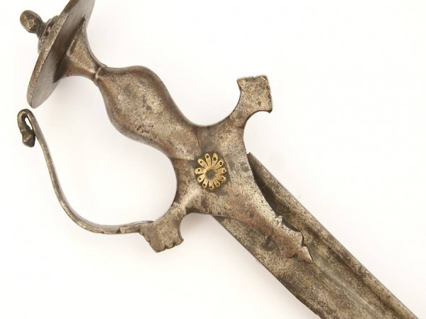  Antiker indischer Säbel - Griff mit blütenförmiger Zierniete