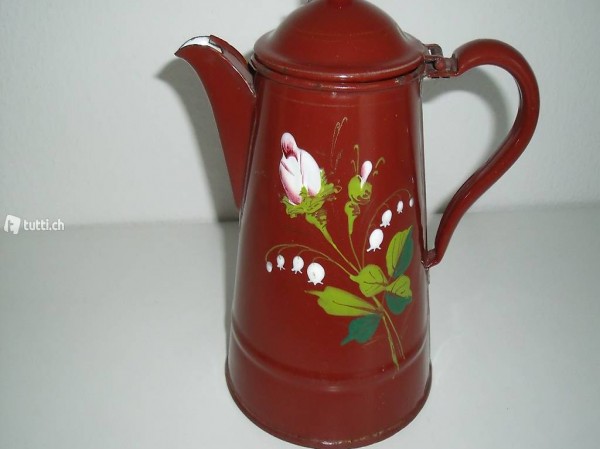 alte Kaffee-Kanne, Email gemalt