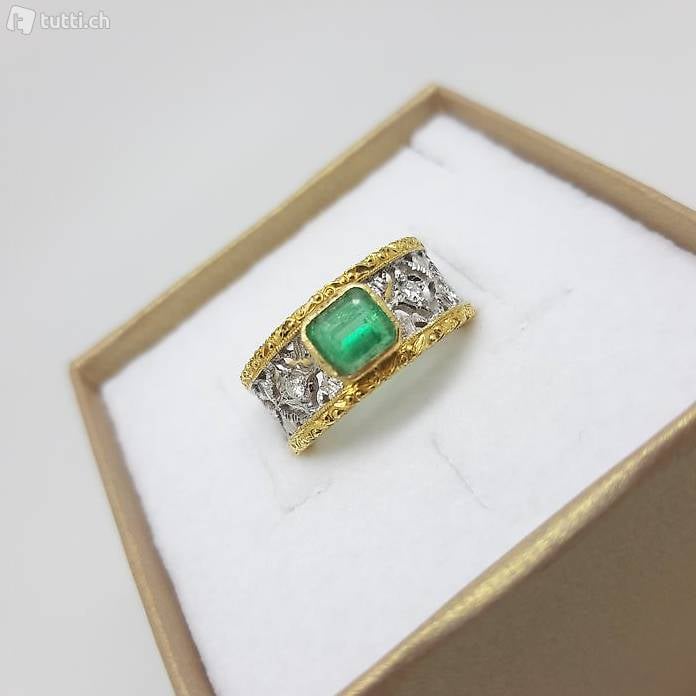  Anello filigrana smeraldo e diamanti