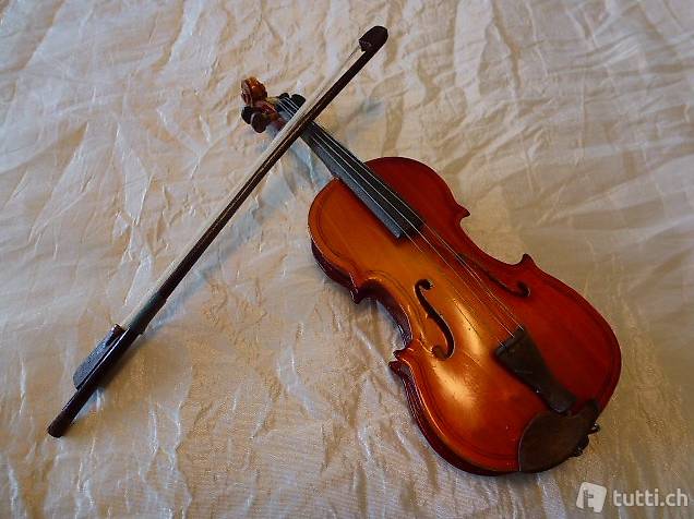 Modell-Geige 16 cm lang aus Holz mit Geigenkasten