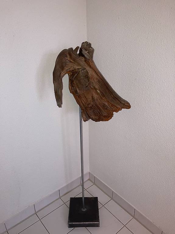 Holz-Wurzel Deko Skulptur auf Ständer