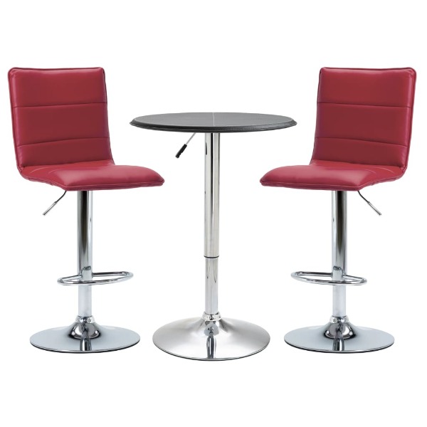  3-tlg. Bar-Set Kunstleder Schwarz 625