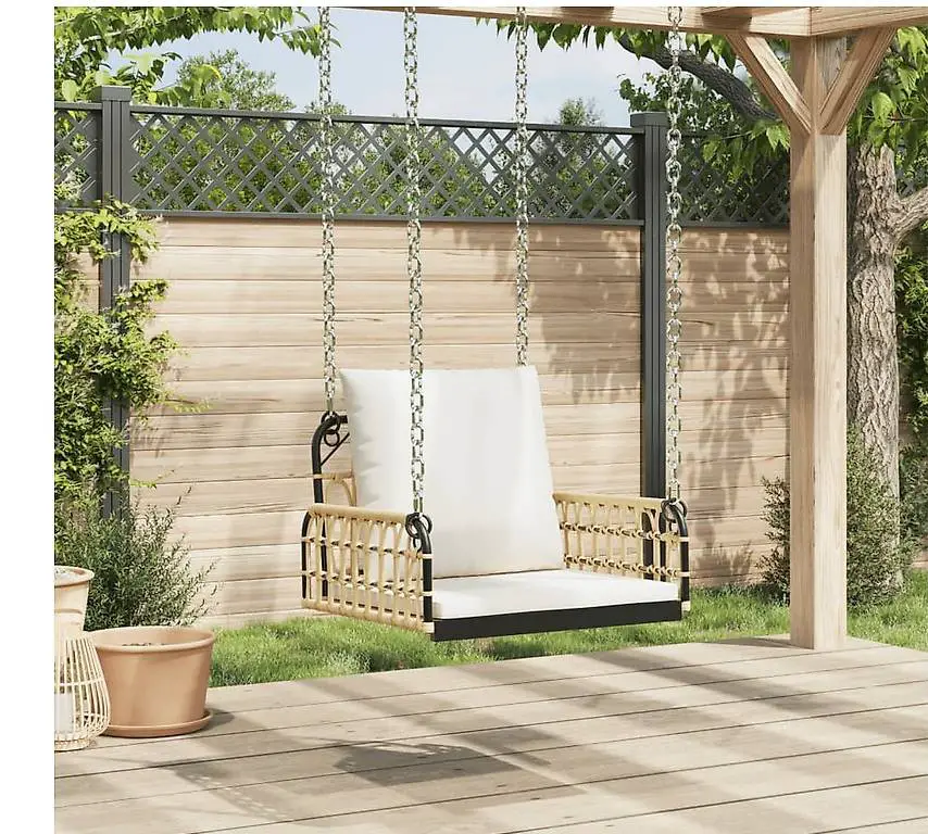 Hängestuhl mit Kissen 63x58x39 cm Poly Rattan und Stahl