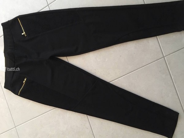 Hose, schwarz Gr. S/M, Zier-Reissverschluss, dehnbar