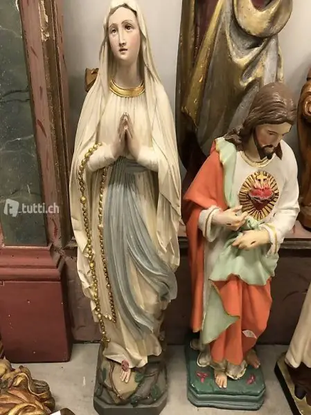 Madonna Gips 77cm h ca 90 jährig