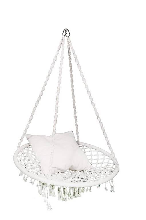 Hängesessel weiss mit Kissen