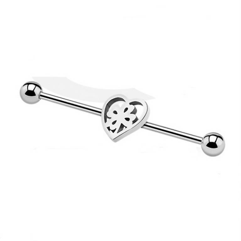 Industrial Barbel mit Herz Aufsatz-Ohrschmuck-NEU