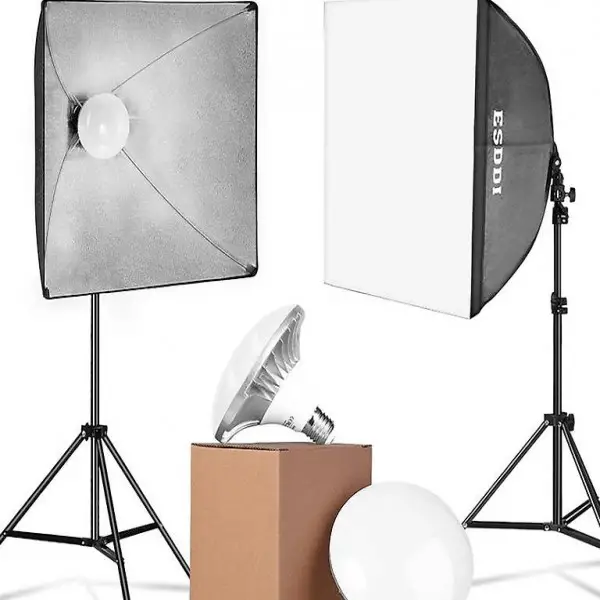  LED Softbox Set Fotostudio 2x50x50cm Studioleuchten- Set