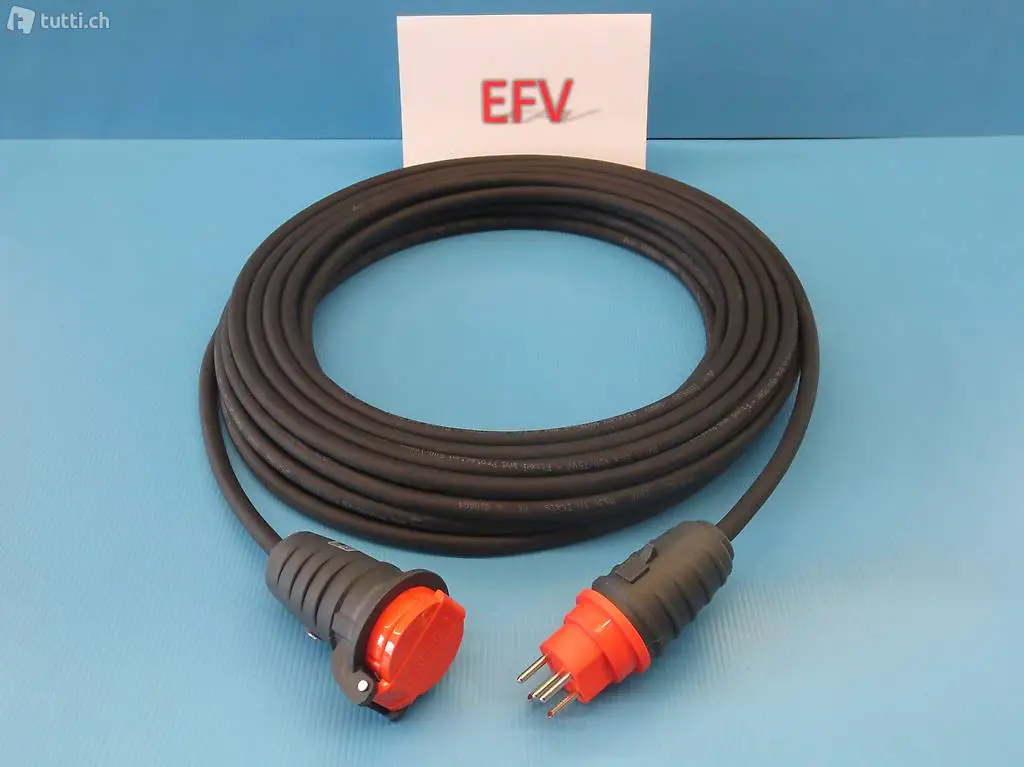  20m T15 IP55 10A Gummi Verlängerungskabel 5x1.5mm2 H07RN-F