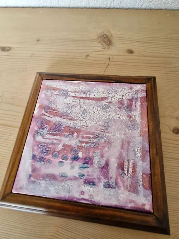 Bild Kunst Bilderrahmen Topfuntersetzer altrosa blau WA